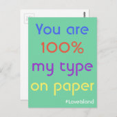 あなたは100%私のタイプの紙ラブアイランドポストカード ポストカード (正面/裏面)