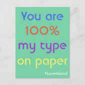 あなたは100%私のタイプの紙ラブアイランドポストカード ポストカード (正面)