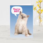 あなたは60歳のかわいい子猫！!誕生日のカスタマイズ可能な時間 カード (黄色い花)