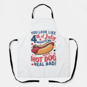 あなたは7月4日に見えると私はホットドッグが欲しい エプロン (正面)