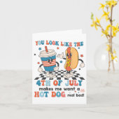 あなたは7月4日に見えると私はホットドッグが欲しい カード (黄色い花)