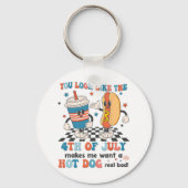 あなたは7月4日に見えると私はホットドッグが欲しい キーホルダー (正面)