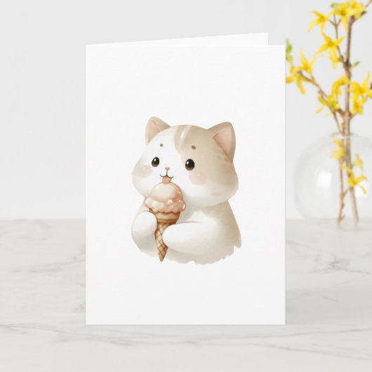あなたは!かわいい子猫アイスクリームコーン カード (黄色い花)