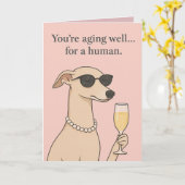 あなたは...人間のおもしろい犬 カード (黄色い花)