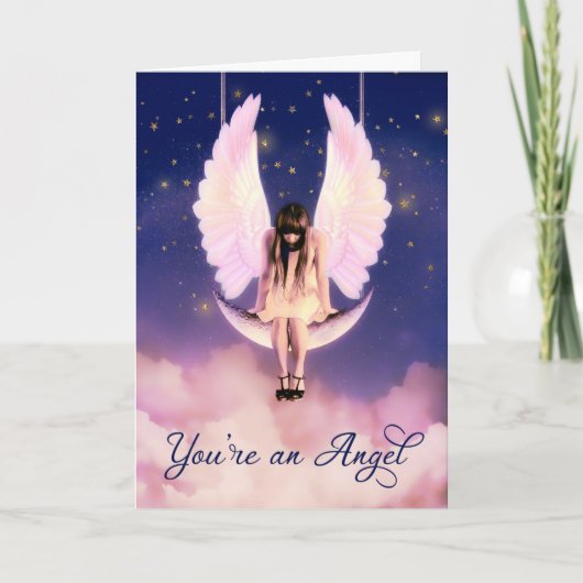 あなたは、天使が月を振り回る サンキューカード (正面)