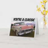 あなたはAクラシックヴィンテージピンクカー誕生日カード カード (黄色い花)