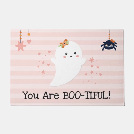 あなたはBootiful かわいい おばけのピンクのハロウィン ドアマット (正面)