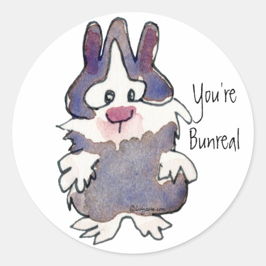あなたはBunreal – 漫画のウサギのステッカー ラウンドシール (正面)