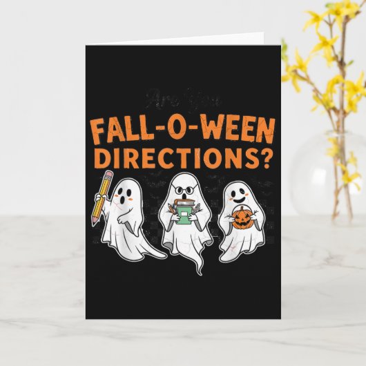 あなたはFall-o-ween Directions 面白い教師 ハロウィン カード (黄色い花)