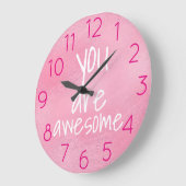 あなたはPink素晴らしとい前向きう言葉です ラージ壁時計 (傾斜)