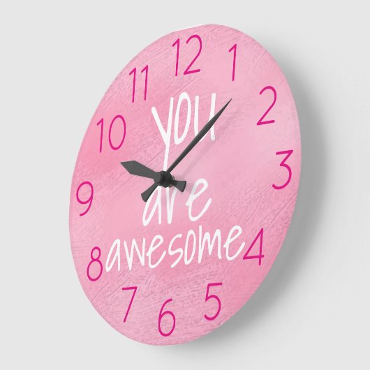 あなたはPink素晴らしとい前向きう言葉です ラージ壁時計 (傾斜)