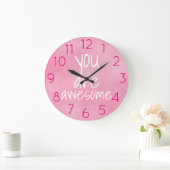 あなたはPink素晴らしとい前向きう言葉です ラージ壁時計 (ホーム)