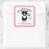 あなたはPurrfect黒猫バレンタインデーハートピンク スクエアシール (バッグ)