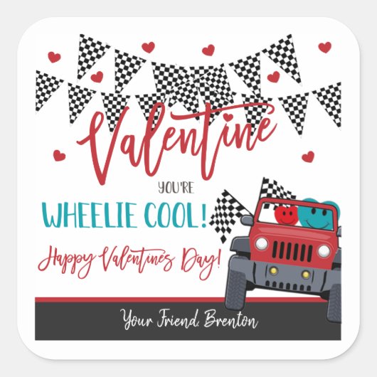あなたはWheelie Valentineカッコいいメッセージカードシール スクエアシール (正面)