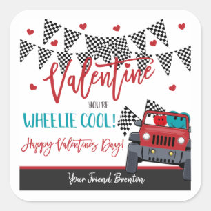 あなたはWheelie Valentineカッコいいメッセージカードシール スクエアシール