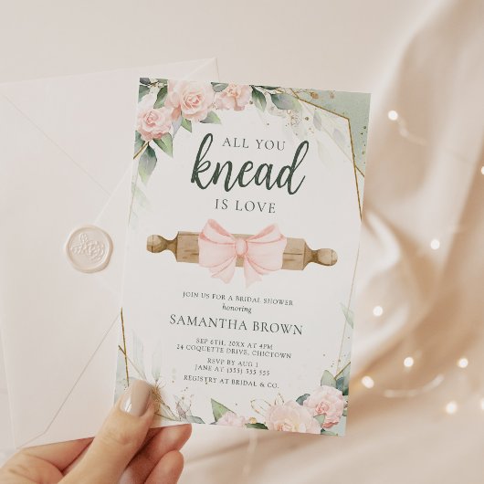 あなたひざまずいているすべてはラブピンクフローラブライダルシャワー 招待状