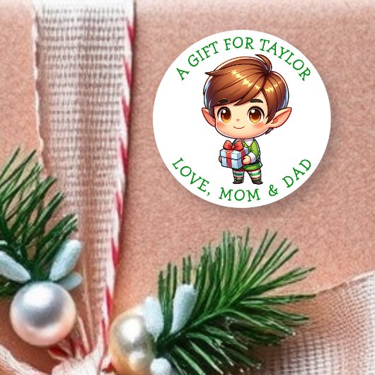 あなたへのギフトに名前を添えて クリスマスギフトタグ ラウンドシール