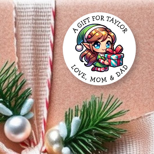 あなたへのギフトに名前を添えて クリスマスギフトタグ ラウンドシール