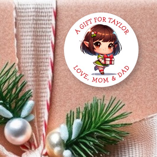 あなたへのギフトに贈るクリスマスギフトタグ ラウンドシール
