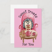 あなたへのスイートトリーツ - ハリネズミのバレンタインカード サンキューカード (正面/裏面)