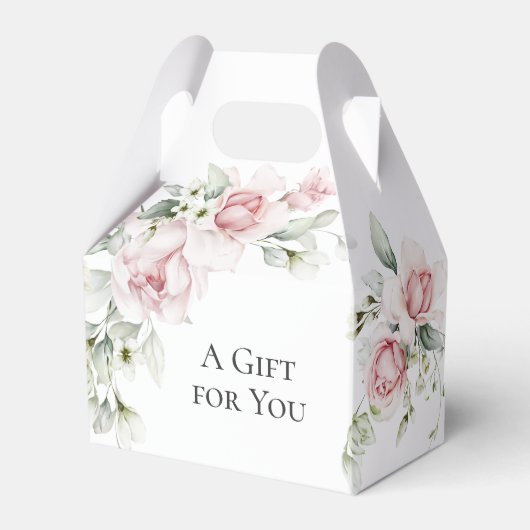 あなたへのプレゼント ピンクの水彩花模様 フェイバーボックス (正面サイド)