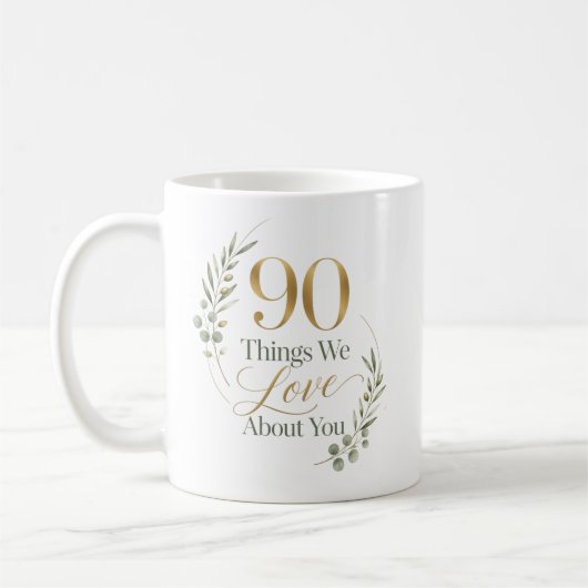 あなたへの愛を90個集めました コーヒーマグカップ (左)