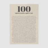 あなたへの愛100の理由 オーダーメイドギフト  薄葉紙 (正面)