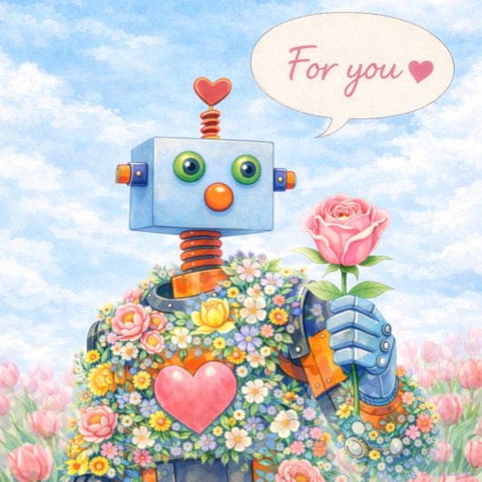 あなたへ ♥ – 花のロボット水彩カード カード