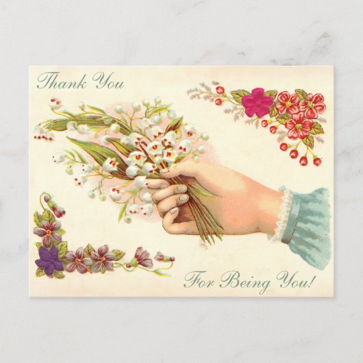 あなたらしくいてくれてありがとう ヴィンテージハンド フラワー ポストカード (正面)