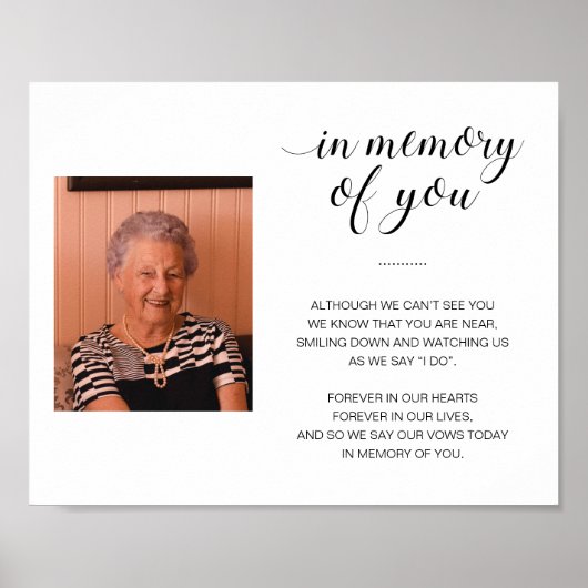 あなたを偲んで メモリアル詩 写真 ウェディング ポスター (正面)
