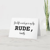 あなたを失った生活に奇妙な空白ができた (失礼ね、正直) カード (正面)