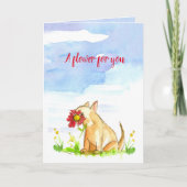 あなたを幸せな日の花を犬望んで下さい カード (正面)