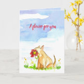 あなたを幸せな日の花を犬望んで下さい カード (黄色い花)