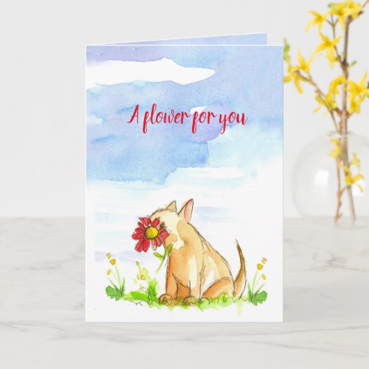 あなたを幸せな日の花を犬望んで下さい カード (黄色い花)