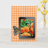 あなたを想い出して 電子タブレットの蝶 カード (黄色い花)