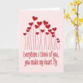 あなたを想うと私の心は飛ぶバレンタイン カード (黄色い花)