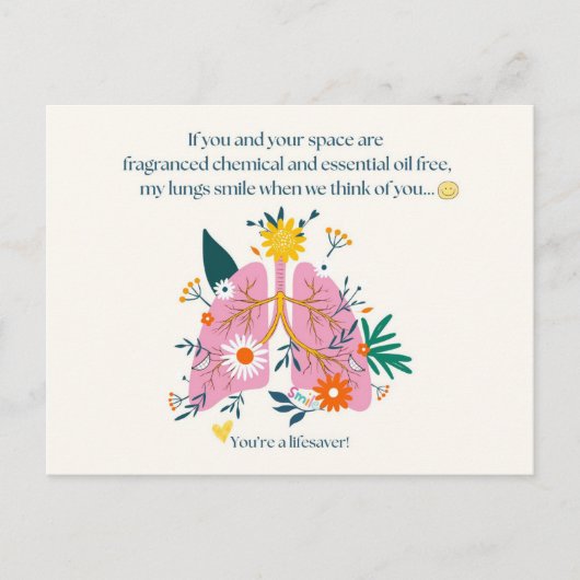 あなたを想うと私の肺も微笑む ポストカード (正面)