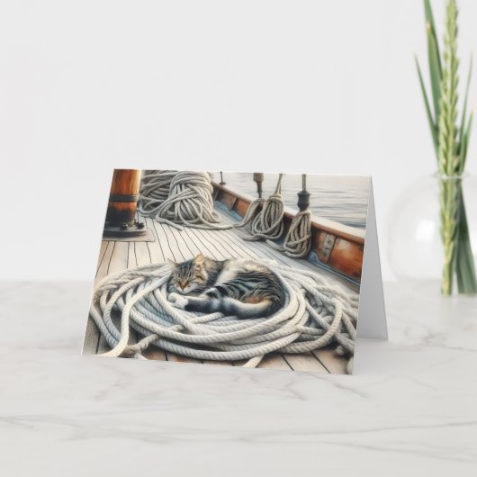 あなたを想うタビー猫の縄でのんびり カード (正面)