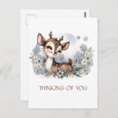 あなたを想う冬のキュートな鹿 ポストカード (正面/裏面)