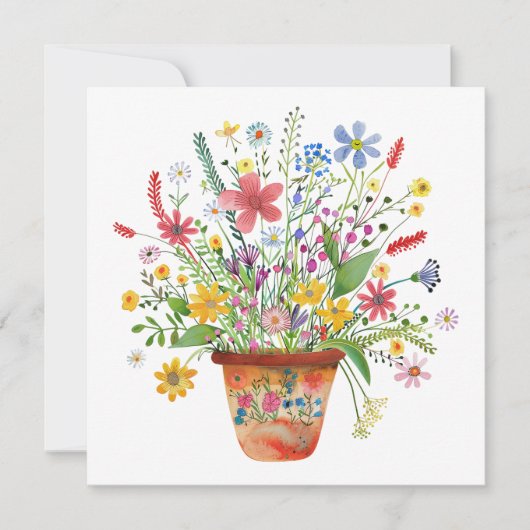 あなたを想う、ポットの中の幻想的な花 カード (正面)