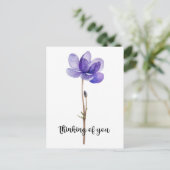 「あなたを想って」紫の花付き ポストカード (スタンド正面)