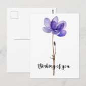 「あなたを想って」紫の花付き ポストカード (正面/裏面)