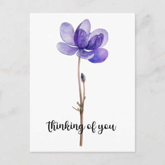 「あなたを想って」紫の花 ポストカード (正面)