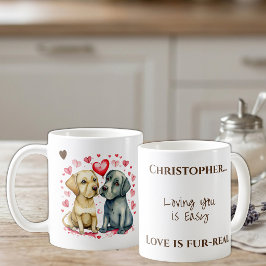 あなたを愛するかわいい犬 名前入り ブラウン コーヒーマグカップ