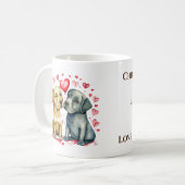 あなたを愛するかわいい犬 名前入り ブラウン コーヒーマグカップ (正面左)