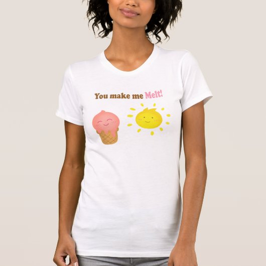 あなたを愛すると溶けちゃう、アイスと太陽、愛のユーモア Tシャツ (正面)