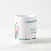 あなたを愛するキュートな鳥 名前入り ブルー コーヒーマグカップ (中央)