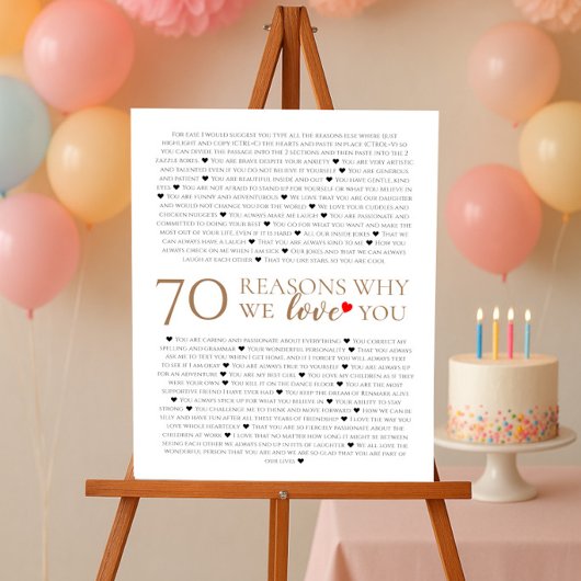 あなたを愛する70の理由 80歳 60歳 誕生日 50歳 ポスター
