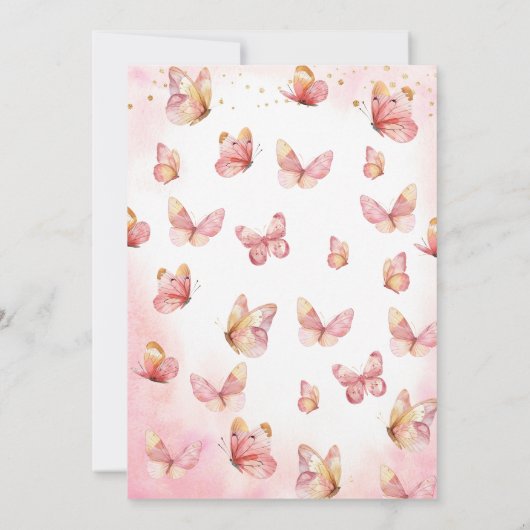 あなたを満たすために魅了された蝶の女の子の赤ちゃんシャワー 招待状 (裏面)