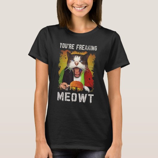 あなたを猫のように狂わせる 猫 ヴィンテージ風怖い猫 Tシャツ (正面)
